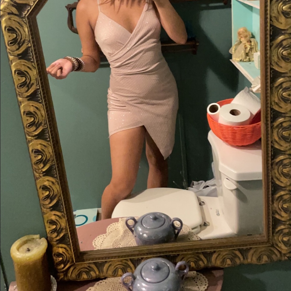 Sparkly tan dress